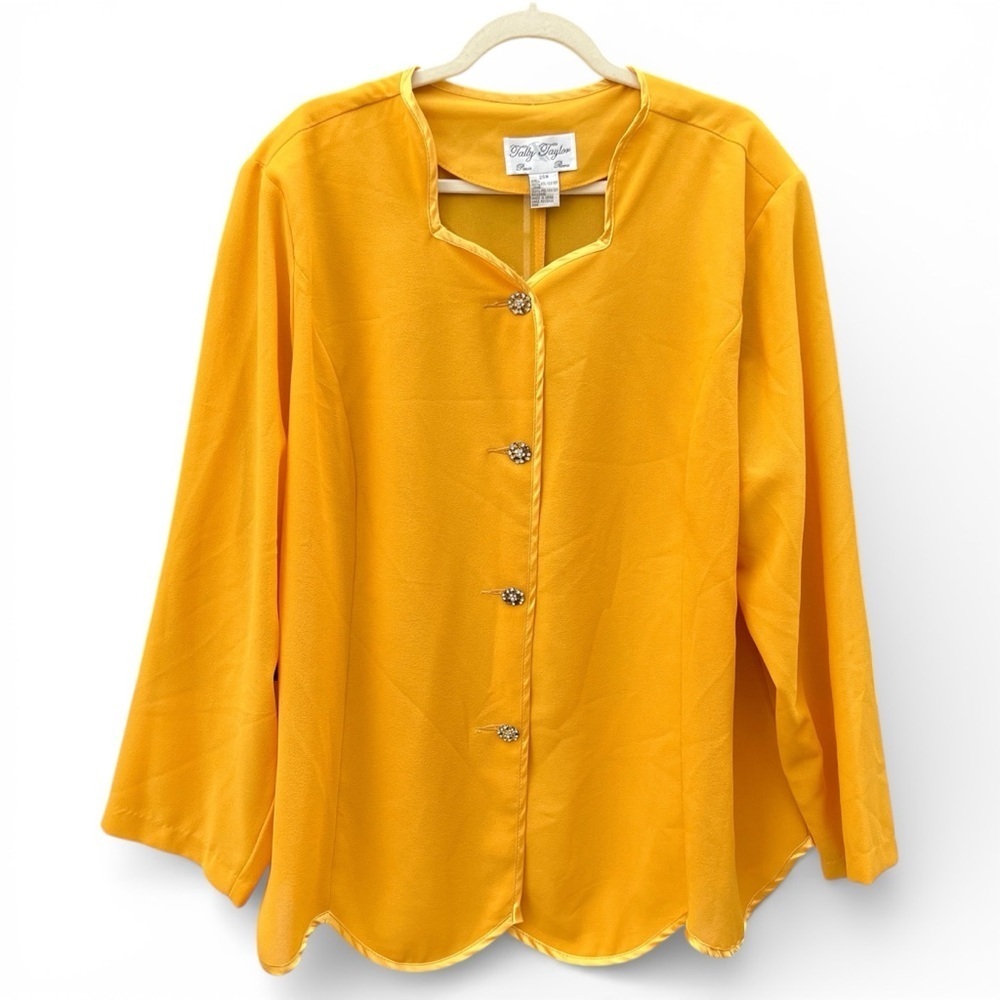vintage yellow scalloped hem statement jacket plus size